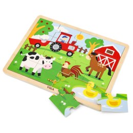 Viga Toys VIGA Drewniane Puzzle Farma 16 elementów Farma