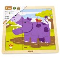 Viga Toys VIGA Poręczne Drewniane Puzzle Hipopotam 9 Elementów