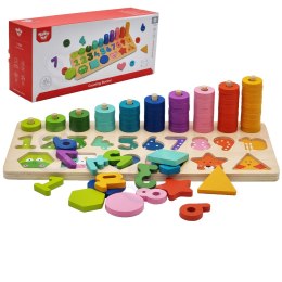 Tooky Toy TOOKY TOY Układanka Nauka Liczenia Kształtów Kolorów Montessori 72 el. Certyfikat FSC