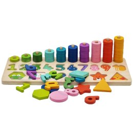 Tooky Toy TOOKY TOY Układanka Nauka Liczenia Kształtów Kolorów Montessori 72 el. Certyfikat FSC