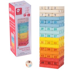 Classic World CLASSIC WORLD Drewniana Gra Zręcznościowa Wieża Kostki Domino Zestaw Deluxe