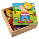 Viga Toys Viga Drewniane Puzzle Układanka Edukacyjna Ubierz Misia Chłopca