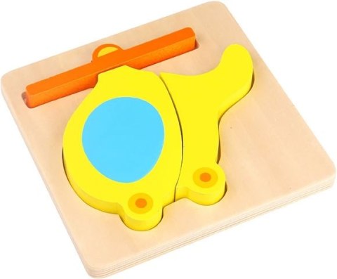 Tooky Toy TOOKY TOY Puzzle Układanka Montessori Grube Klocki Helikopter 4 el.