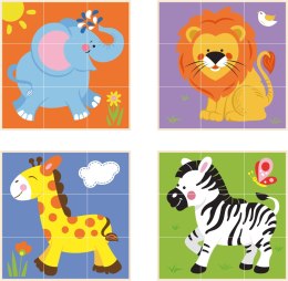 Viga Toys Drewniana Klocki układanka logiczna Puzzle Viga Toys Zoo 9 elementów Montessori