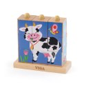 Viga Toys Drewniana Układanka Logiczna Puzzle Edukacyjne Viga Toys Farma 9 elementów