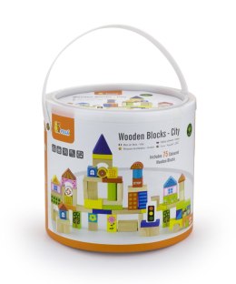 Viga Toys Drewniane Klocki Edukacyjne w Wiadrku Viga Toys Miasto 75 elementów