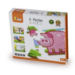 Viga Toys Drewniane Puzzle Farma Zwierzątka Viga Toys Układanka 4 Obrazki