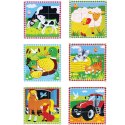 Viga Toys Układanka Drewniana Puzzle Viga Toys 6 Klocków 6 Obrazków Farma