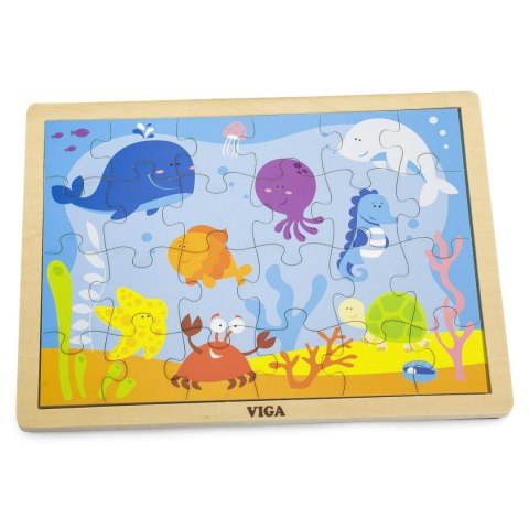 Viga Toys VIGA Drewniane Puzzle Ocean 24 Elementy