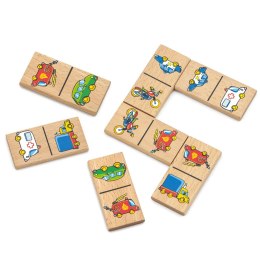 Viga Toys VIGA Edukacyjne Klocki Domino Drewniane Gra Zestaw Pojazdy 28 Elementów Do Przewracania Montessori