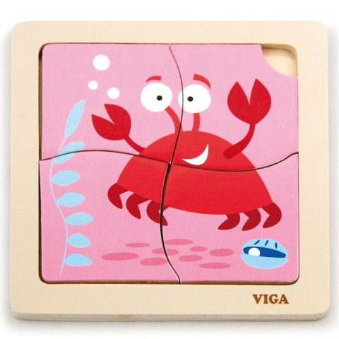 Viga Toys VIGA Poręczne Drewniane Puzzle Krab