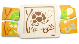 Viga Toys VIGA Poręczne Drewniane Puzzle Żółw