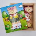 Viga Toys Viga Drewniana Układanka Logiczna Puzzle Ubierz Misia Dziewczynkę