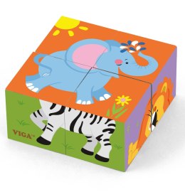 Viga Toys Viga Drewniana układanka Zoo Puzzle 4 klocki