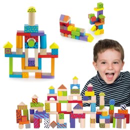 Viga Toys Viga Klocki Drewniane Edukacyjne w Wiaderku Miasto 100 elementów Zestaw