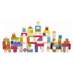 Viga Toys Viga Klocki Drewniane Edukacyjne w Wiaderku Miasto 100 elementów Zestaw