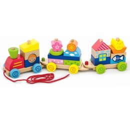 Viga Toys Kolorowa Kolejka z wagonikami do ciągania Viga Toys