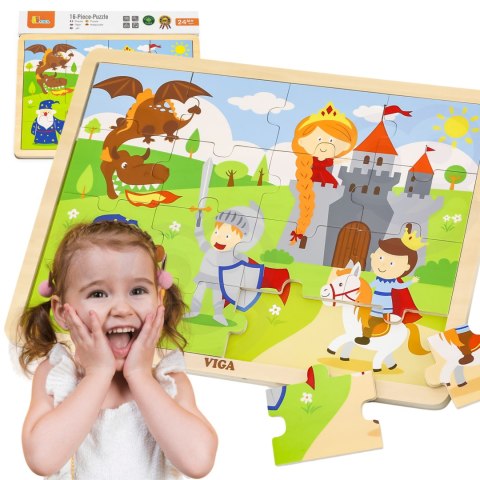 Viga Toys VIGA Drewniane Puzzle Bajkowy Zamek 16 elementów