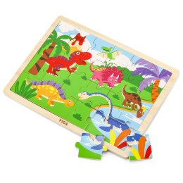 Viga Toys VIGA Drewniane Puzzle Dinozaury 24 Elementy