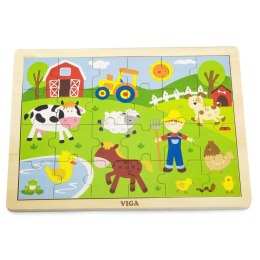 Viga Toys VIGA Drewniane Puzzle Farma 24 Elementy