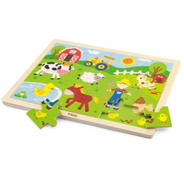 Viga Toys VIGA Drewniane Puzzle Farma 24 Elementy