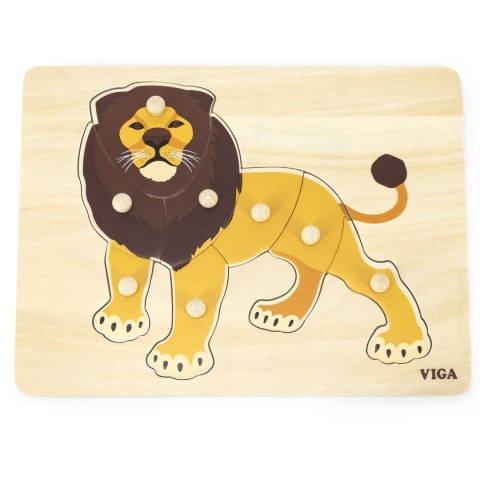 Viga Toys VIGA Drewniane Puzzle Montessori Lew z Pinezkami