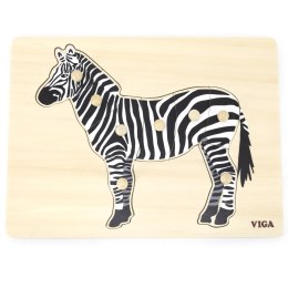 Viga Toys VIGA Drewniane Puzzle Montessori Zebra z Pinezkami