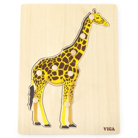 Viga Toys VIGA Drewniane Puzzle Montessori Żyrafa z Pinezkami