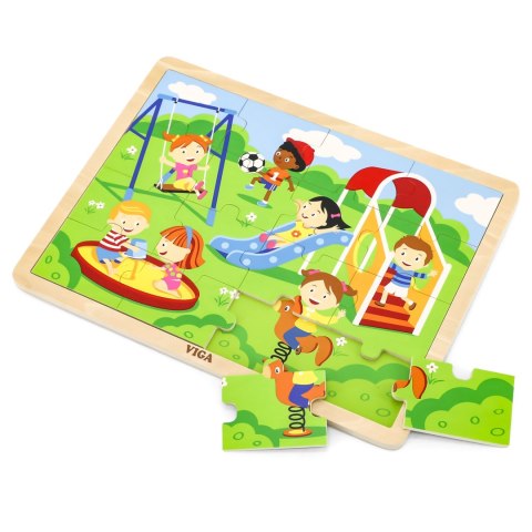 Viga Toys VIGA Drewniane Puzzle Plac Zabaw 16 elementów