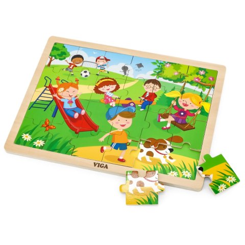 Viga Toys VIGA Drewniane Puzzle Plac Zabaw 24 Elementy