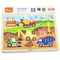 Viga Toys VIGA Drewniane Puzzle Pojazdy Budowlane 24 Elementy