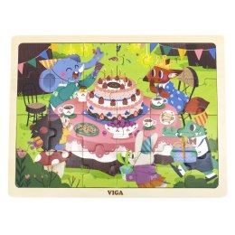 Viga Toys VIGA Drewniane Puzzle Układanka 24 el. Przyjęcie Urodzinowe