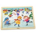 Viga Toys VIGA Drewniane Puzzle Zima 24 Elementy