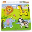 Viga Toys VIGA Drewniane Puzzle z Pinezkami Dzikie Zwierzęta