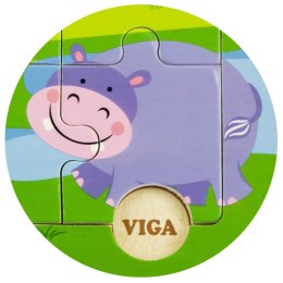 Viga Toys VIGA Poręczne Drewniane Puzzle Dzikie Zwierzęta Safari ZOO 9 elementów