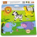 Viga Toys VIGA Poręczne Drewniane Puzzle Dzikie Zwierzęta Safari ZOO 9 elementów