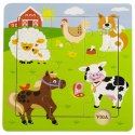 Viga Toys VIGA Poręczne Drewniane Puzzle Farma 9 elementów