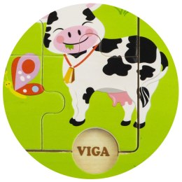 Viga Toys VIGA Poręczne Drewniane Puzzle Farma 9 elementów