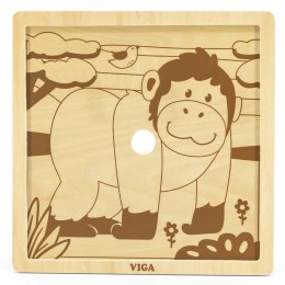 Viga Toys VIGA Poręczne Drewniane Puzzle Goryl 9 elementów