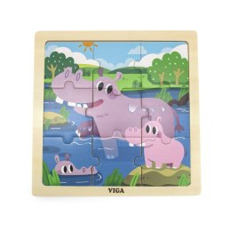 Viga Toys VIGA Poręczne Drewniane Puzzle Hipopotamy 9 elementów