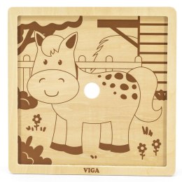 Viga Toys VIGA Poręczne Drewniane Puzzle Konik 9 elementów