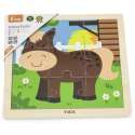 Viga Toys VIGA Poręczne Drewniane Puzzle Konik 9 elementów