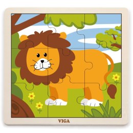 Viga Toys VIGA Poręczne Drewniane Puzzle Lew 9 elementów