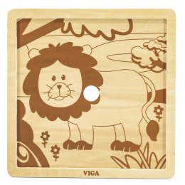 Viga Toys VIGA Poręczne Drewniane Puzzle Lew 9 elementów