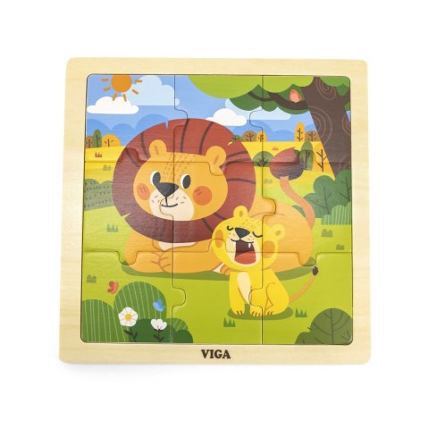 Viga Toys VIGA Poręczne Drewniane Puzzle Lwy 9 elementów