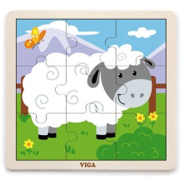 Viga Toys VIGA Poręczne Drewniane Puzzle Owieczka 9 elementów