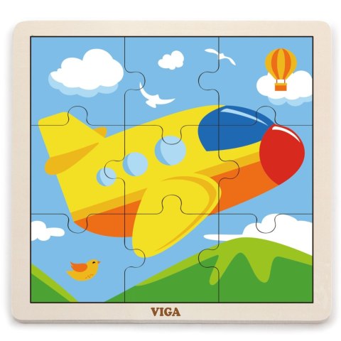 Viga Toys VIGA Poręczne Drewniane Puzzle Samolot 9 elementów