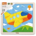 Viga Toys VIGA Poręczne Drewniane Puzzle Samolot 9 elementów