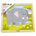 Viga Toys VIGA Poręczne Drewniane Puzzle Słoń 9 elementów