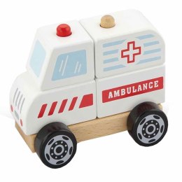 Viga Toys Viga Drewniane Klocki Ambulans Karetka Pojazd Auto Pogotowie